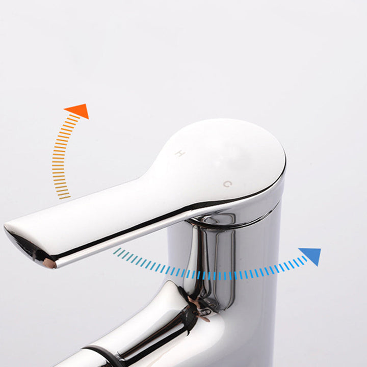 BowLift | Round contemporary bathroom faucet with lever handle and single hole installation