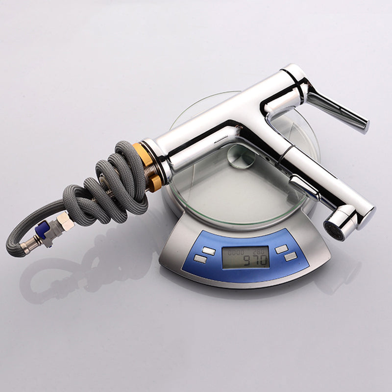 BowLift | Round contemporary bathroom faucet with lever handle and single hole installation