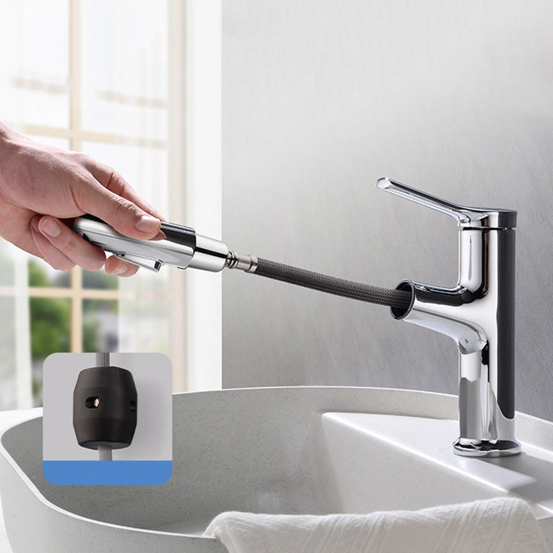 BowLift | Round contemporary bathroom faucet with lever handle and single hole installation