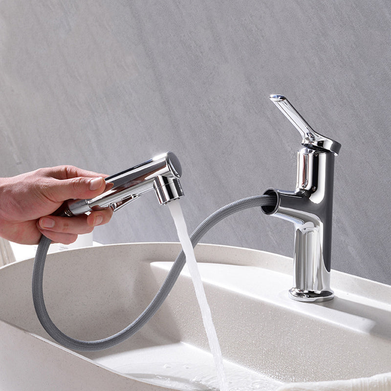BowLift | Round contemporary bathroom faucet with lever handle and single hole installation