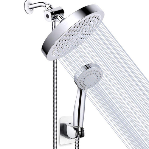 BowLift | Contemporary Shower Combination Double Shower Head Chrome Wall Mounted Round Shower Head