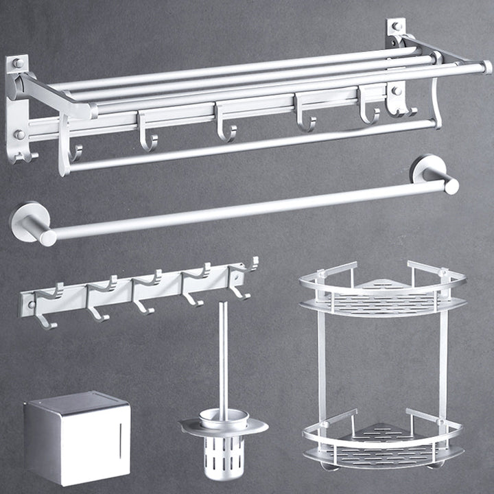 BowLift | Silver Modern Bathroom Accessory Set with Bath Shelf/Towel Rack & Bathrobe Hook