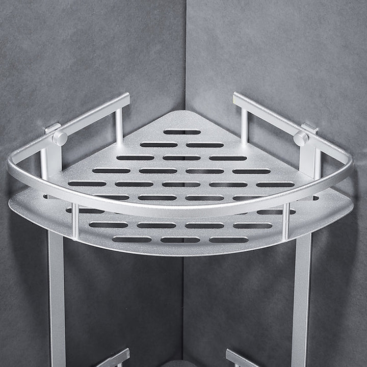 BowLift | Silver Modern Bathroom Accessory Set with Bath Shelf/Towel Rack & Bathrobe Hook