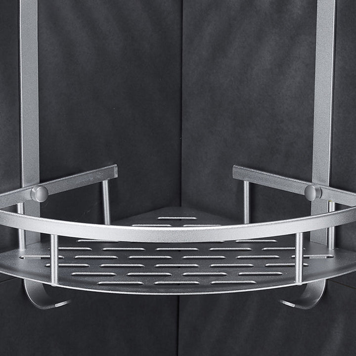 BowLift | Silver Modern Bathroom Accessory Set with Bath Shelf/Towel Rack & Bathrobe Hook