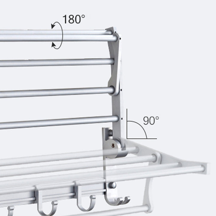 BowLift | Silver Modern Bathroom Accessory Set with Bath Shelf/Towel Rack & Bathrobe Hook