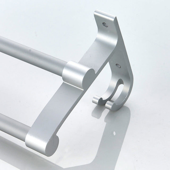 BowLift | Silver Modern Bathroom Accessory Set with Bath Shelf/Towel Rack & Bathrobe Hook