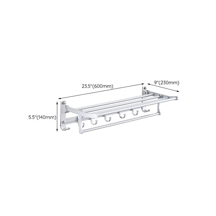 BowLift | Silver Modern Bathroom Accessory Set with Bath Shelf/Towel Rack & Bathrobe Hook