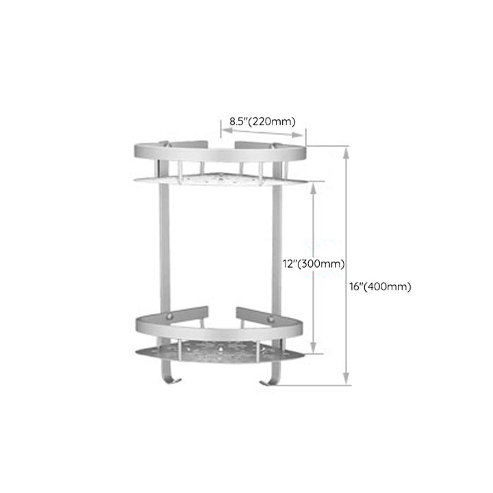 BowLift | Silver Modern Bathroom Accessory Set with Bath Shelf/Towel Rack & Bathrobe Hook