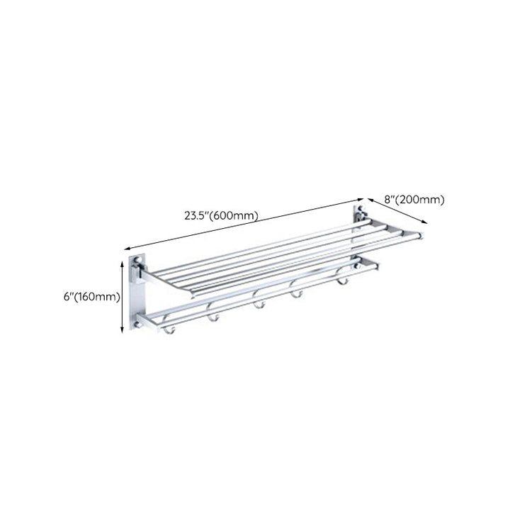 BowLift | Silver Modern Bathroom Accessory Set with Bath Shelf/Towel Rack & Bathrobe Hook