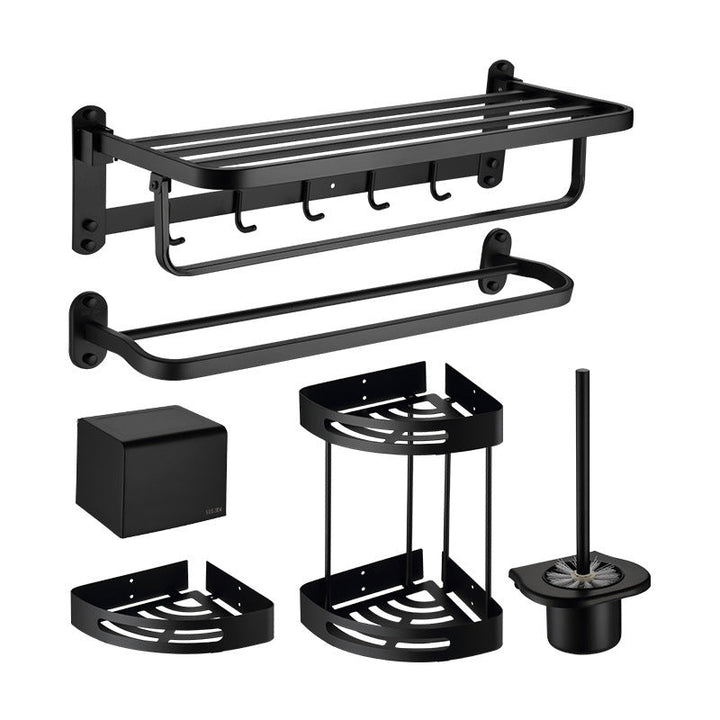BowLift | Modern Bathroom Accessory Set Bath Shelf Towel Holder Matte Black Bath Hardware Set