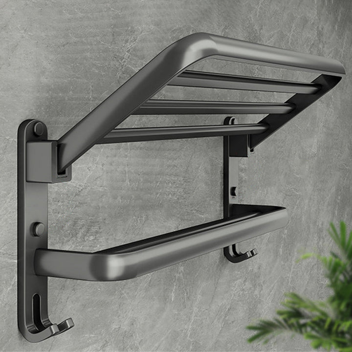 BowLift | Contemporary Bathroom Accessory Set Gray Aluminum Bathroom Shelf/Towel Rack/Bathtub Hook