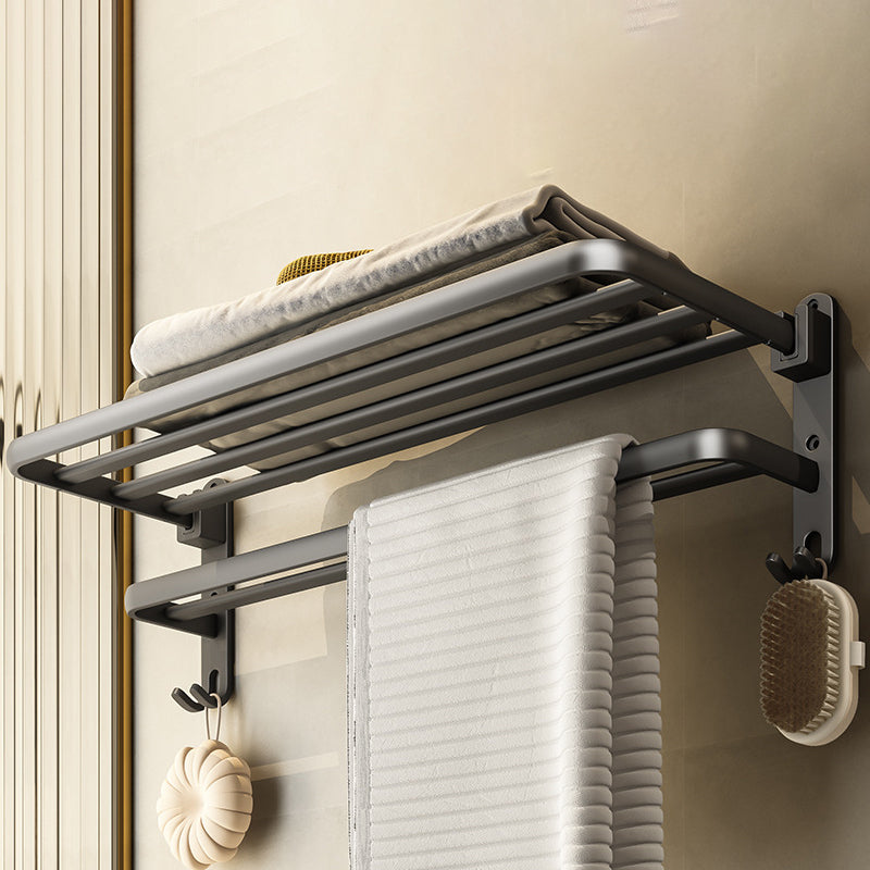 BowLift | Contemporary Bathroom Accessory Set Gray Aluminum Bathroom Shelf/Towel Rack/Bathtub Hook