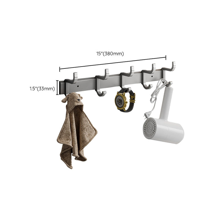 BowLift | Contemporary Bathroom Accessory Set Gray Aluminum Bathroom Shelf/Towel Rack/Bathtub Hook