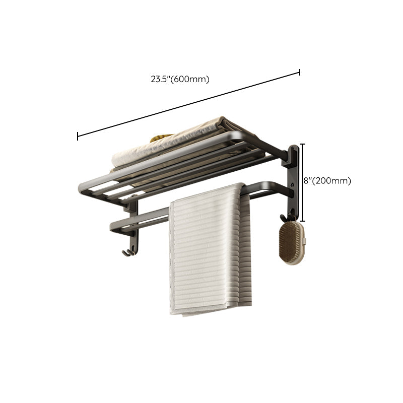 BowLift | Contemporary Bathroom Accessory Set Gray Aluminum Bathroom Shelf/Towel Rack/Bathtub Hook