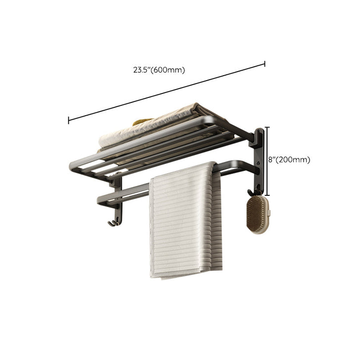 BowLift | Contemporary Bathroom Accessory Set Gray Aluminum Bathroom Shelf/Towel Rack/Bathtub Hook
