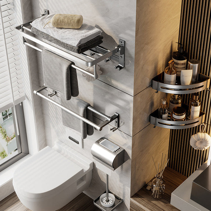 BowLift | Gray Aluminum Bathroom Accessory Set Contemporary Bathroom Shelf