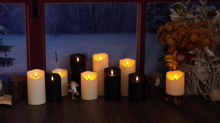 BowLift | GlowLuxe Flameless LED Candles Set (9-piece) – With Remote Control and Glitter Finish