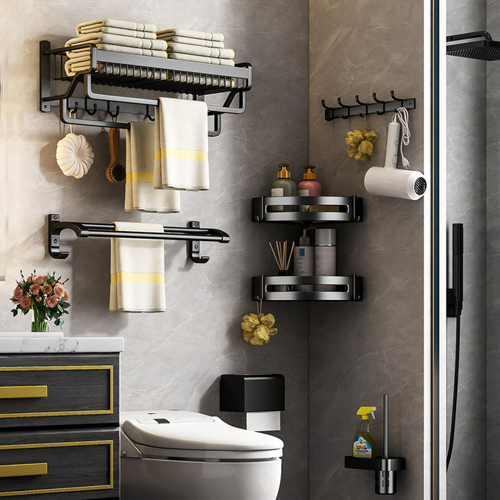 BowLift | Matt Black 2-piece modern bathroom accessories as a single item or as a set with bath shelf