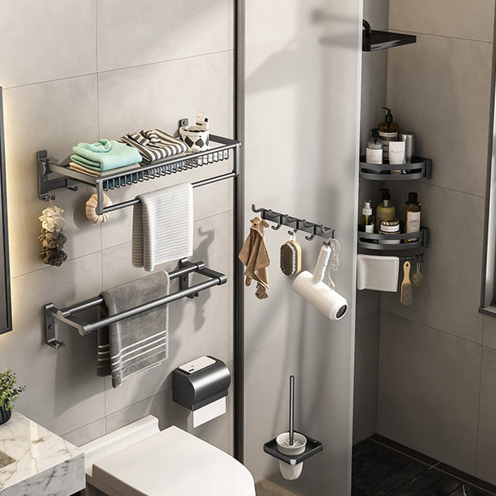 BowLift | Gray bathroom accessories as a single piece or as a set with towel holder/bathroom shelf/robe hooks