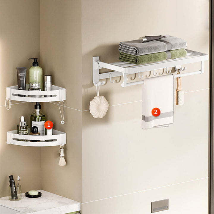 BowLift | White Bathroom Accessory Set Contemporary Aluminum Bathroom Accessory Kit with Towel Holder