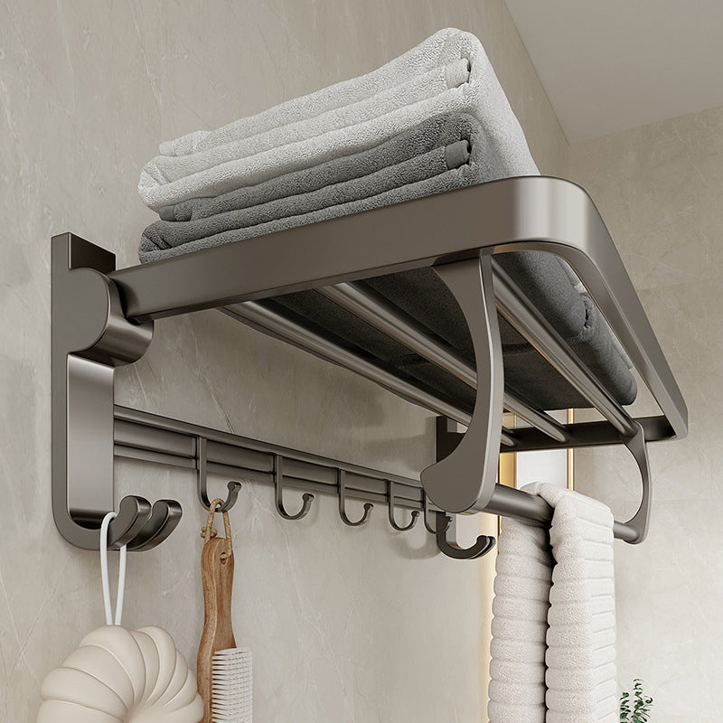 BowLift | Modern Bathroom Accessories Set in Gray with Bathroom Shelf/Towel Holder/Robe Hooks & Paper Holder