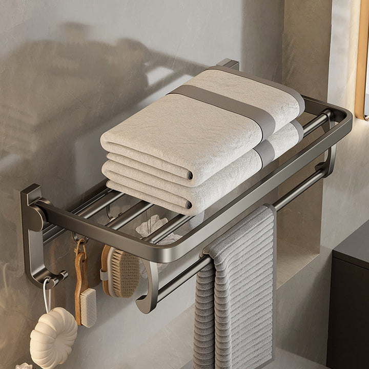 BowLift | Modern Bathroom Accessories Set in Gray with Bathroom Shelf/Towel Holder/Robe Hooks & Paper Holder
