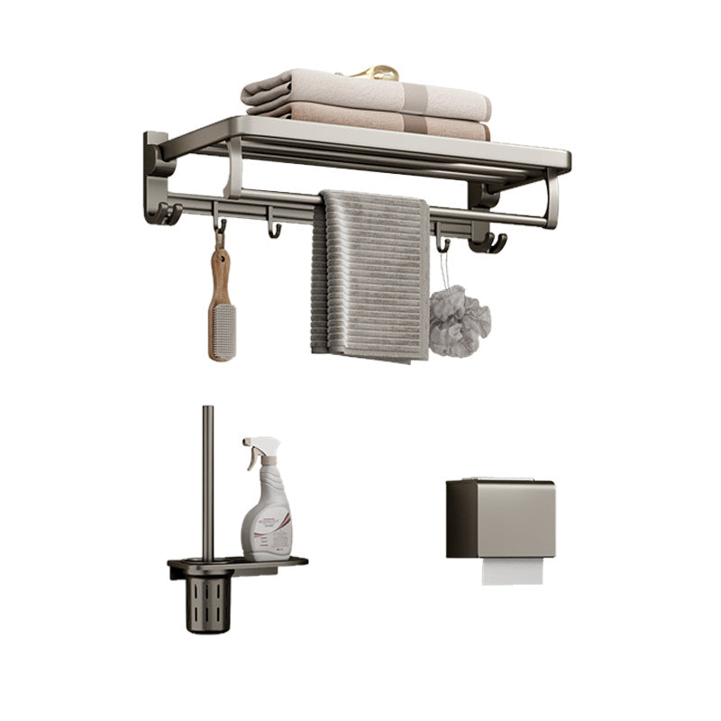 BowLift | Modern Bathroom Accessories Set in Gray with Bathroom Shelf/Towel Holder/Robe Hooks & Paper Holder