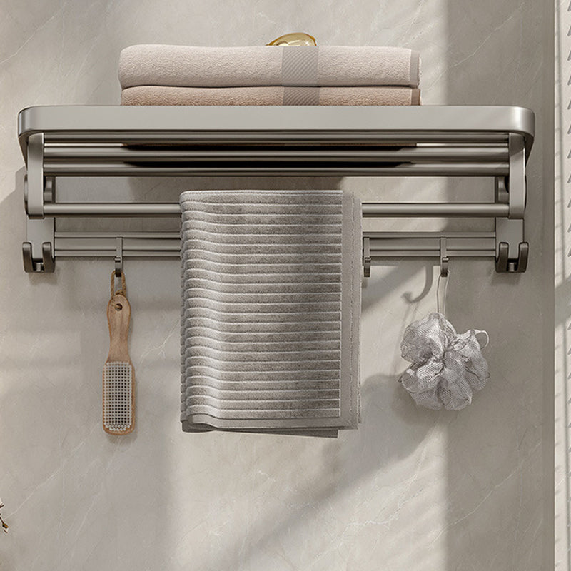 BowLift | Modern Bathroom Accessories Set in Gray with Bathroom Shelf/Towel Holder/Robe Hooks & Paper Holder
