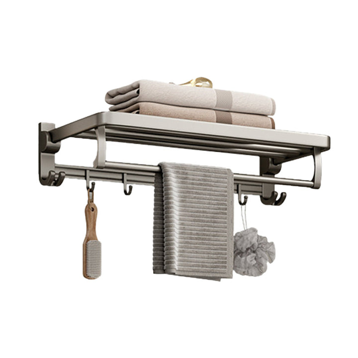 BowLift | Modern Bathroom Accessories Set in Gray with Bathroom Shelf/Towel Holder/Robe Hooks & Paper Holder