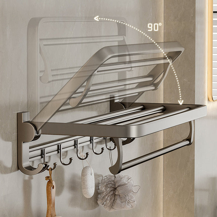 BowLift | Modern Bathroom Accessories Set in Gray with Bathroom Shelf/Towel Holder/Robe Hooks & Paper Holder