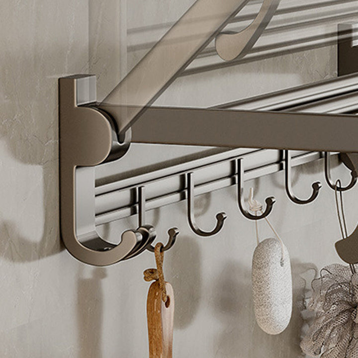 BowLift | Modern Bathroom Accessories Set in Gray with Bathroom Shelf/Towel Holder/Robe Hooks & Paper Holder