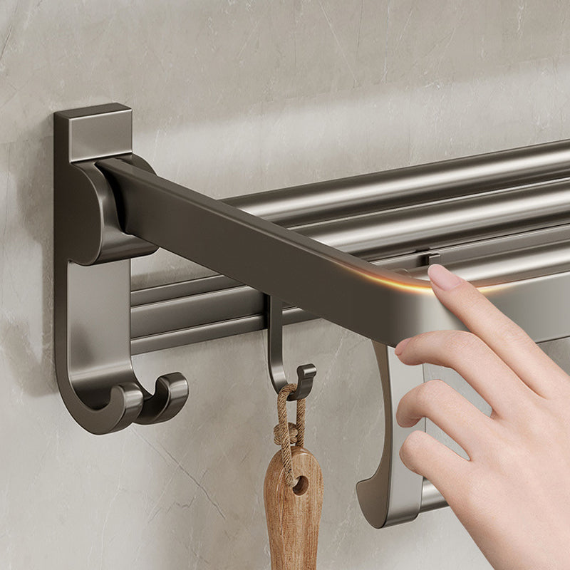 BowLift | Modern Bathroom Accessories Set in Gray with Bathroom Shelf/Towel Holder/Robe Hooks & Paper Holder