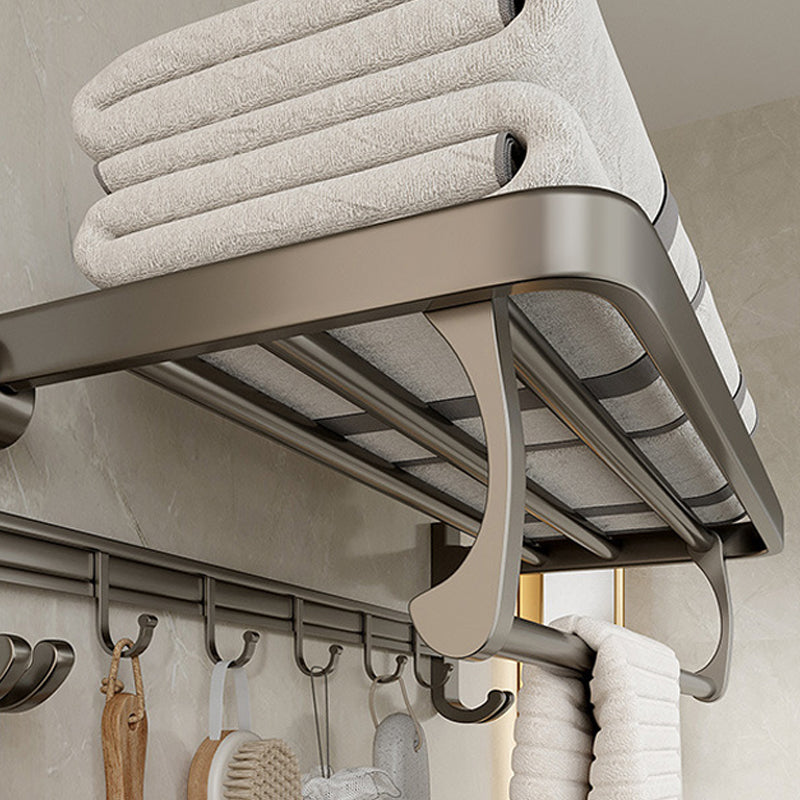 BowLift | Modern Bathroom Accessories Set in Gray with Bathroom Shelf/Towel Holder/Robe Hooks & Paper Holder