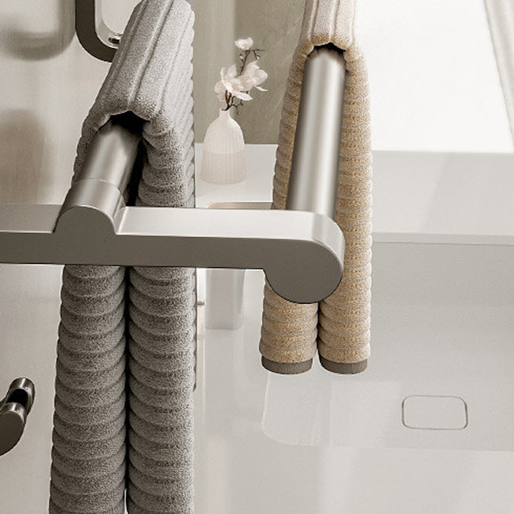 BowLift | Modern Bathroom Accessories Set in Gray with Bathroom Shelf/Towel Holder/Robe Hooks & Paper Holder