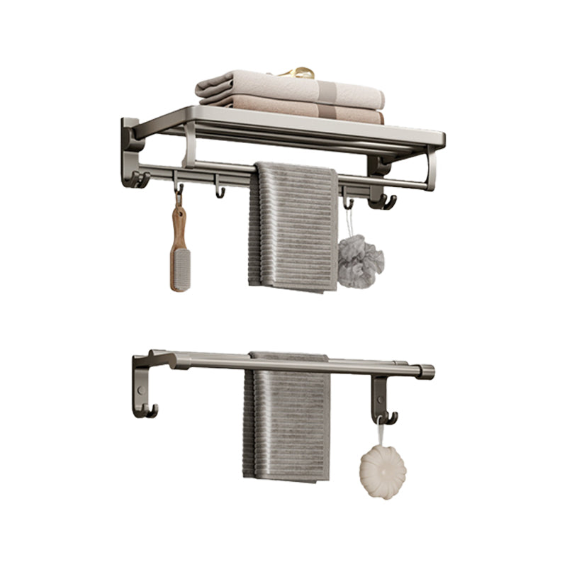 BowLift | Modern Bathroom Accessories Set in Gray with Bathroom Shelf/Towel Holder/Robe Hooks & Paper Holder