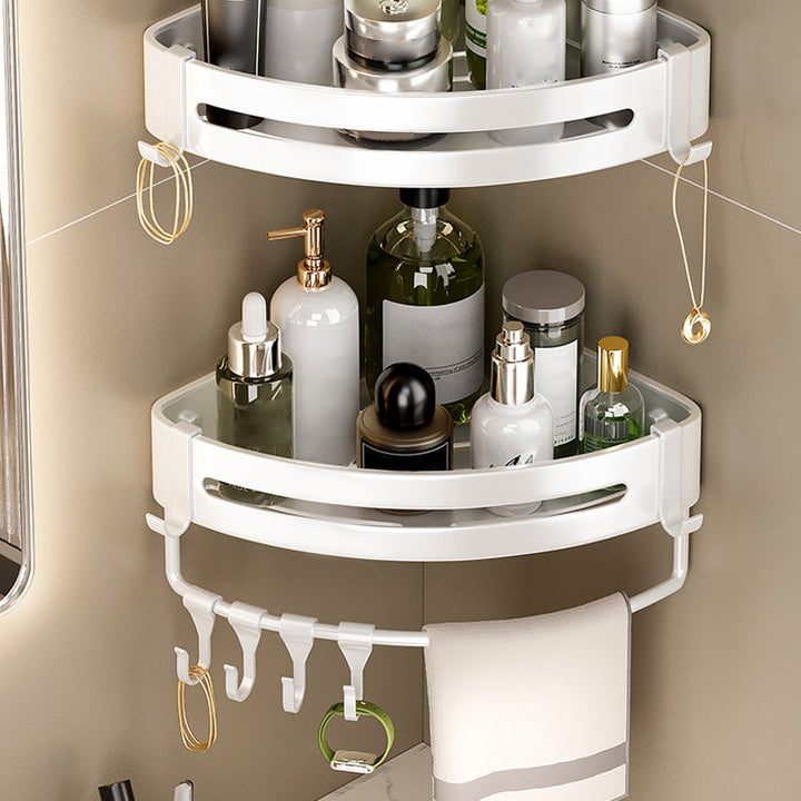 BowLift | Modern white finish bathroom shelf rectangular & triangular bathroom hardware set