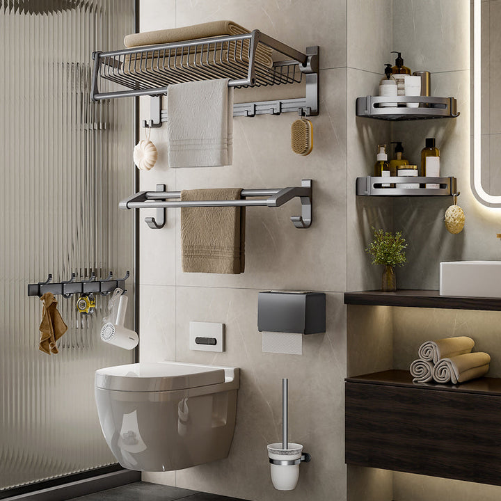 BowLift | Modern Gray Bathroom Set Paper Holder Bathroom Shelf Bathroom Hardware Set