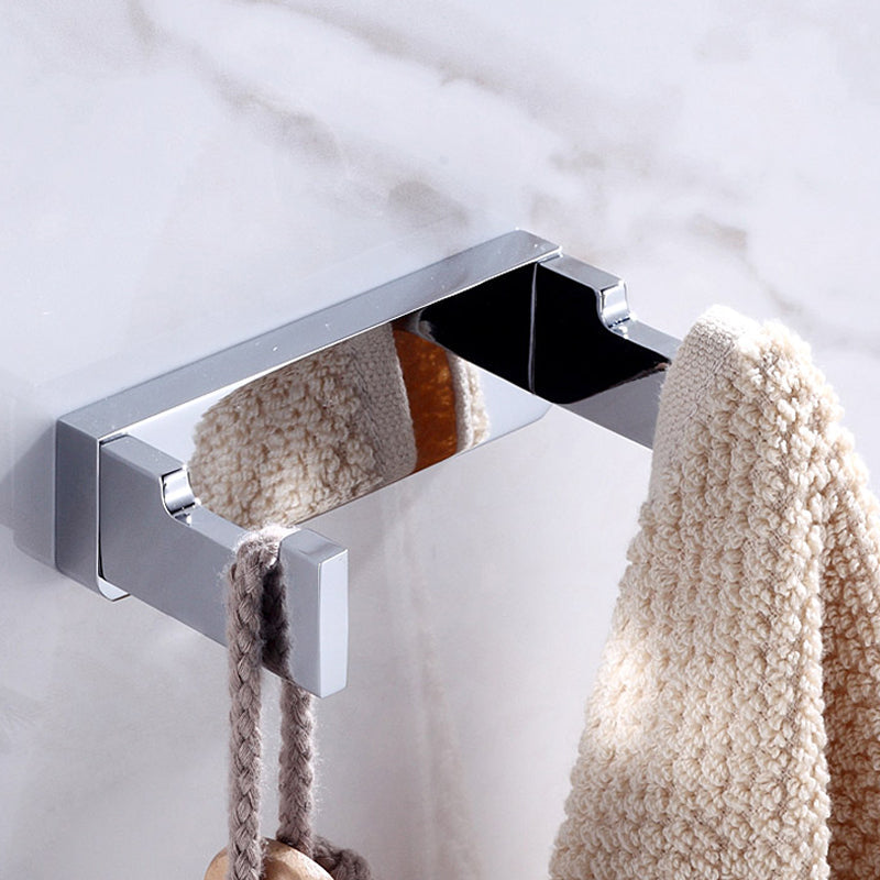 BowLift | Chrome brass modern bathroom accessory set with towel bar/ ring/ paper holder & bathrobe hook