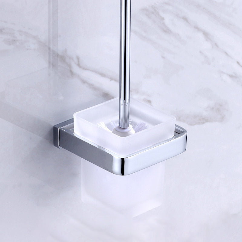 BowLift | Chrome brass modern bathroom accessory set with towel bar/ ring/ paper holder & bathrobe hook