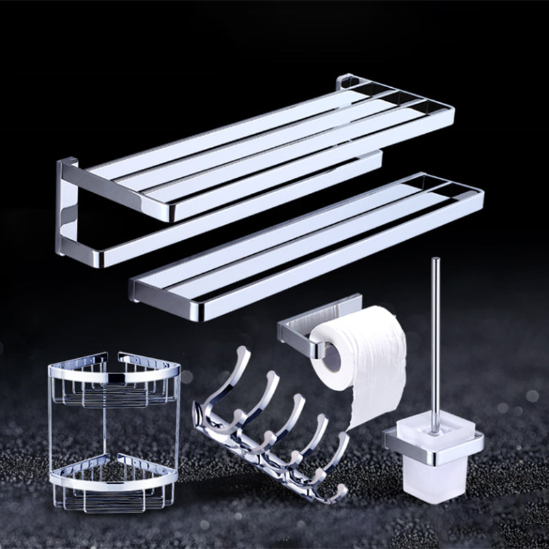 BowLift | Chrome brass modern bathroom accessory set with towel bar/ ring/ paper holder & bathrobe hook