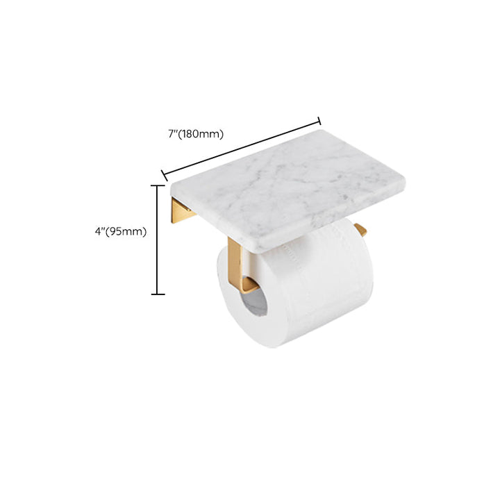 BowLift | Brushed Brass Bathroom Accessory Set Metal & Marble Bathroom Hardware Set with Bathtub Shelf