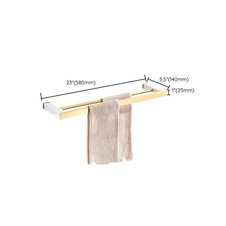 BowLift | Brushed Brass Bathroom Accessory Set Metal & Marble Bathroom Hardware Set with Bathtub Shelf