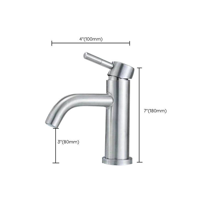 BowLift | Stainless Steel Bathroom Faucet Chrome Lever Handle Sink Faucet with 1 Hole