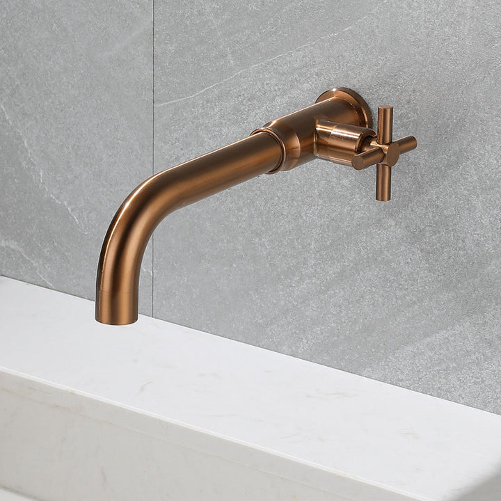 BowLift | Contemporary Vessel Water Faucet Stainless Steel Cross Handles Wall Mounted Bathroom Faucet