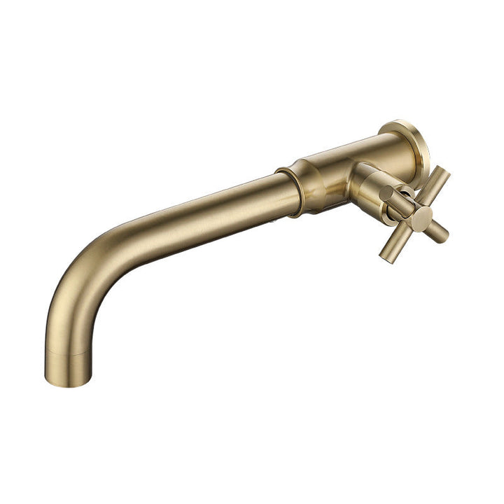 BowLift | Contemporary Vessel Water Faucet Stainless Steel Cross Handles Wall Mounted Bathroom Faucet