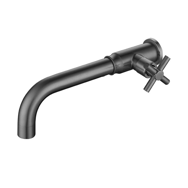 BowLift | Contemporary Vessel Water Faucet Stainless Steel Cross Handles Wall Mounted Bathroom Faucet