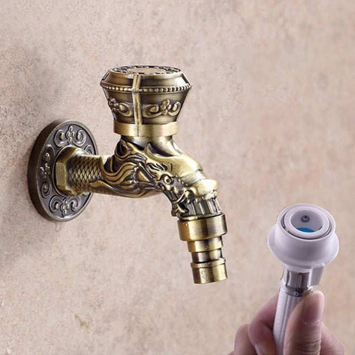 BowLift | Vintage Classic Basin Mixer Zinc Single Lever Dragon Engraving Wall Mounted Tap