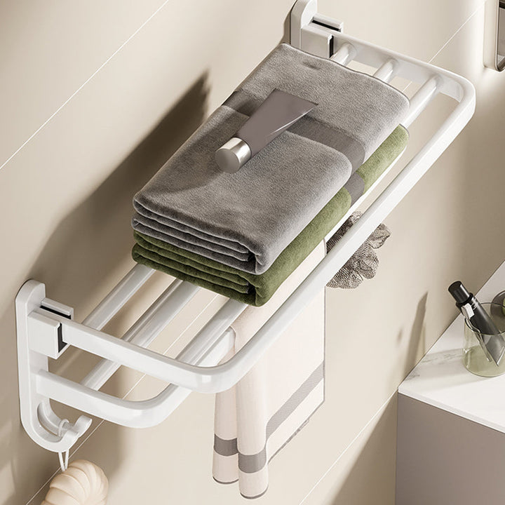 BowLift | Contemporary Bathroom Hardware Set in White with Bath Shelf/Towel Holder/Paper Holder