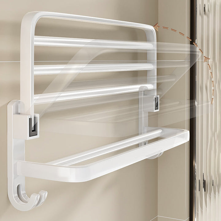 BowLift | Contemporary Bathroom Hardware Set in White with Bath Shelf/Towel Holder/Paper Holder