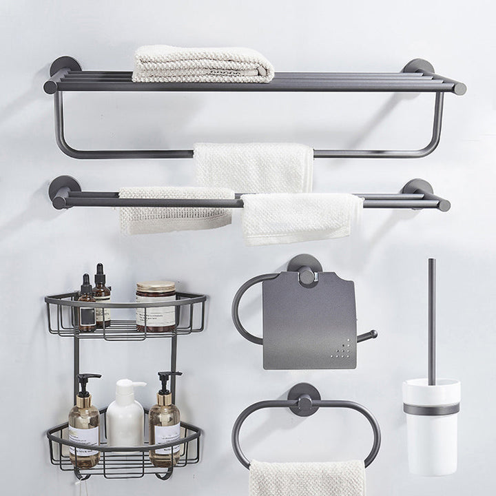 BowLift | Traditional Gray Brass Bathroom Hardware Set Towel Bar Bathroom Hardware Set